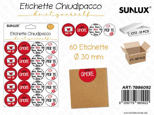 Etichette Chiudipacco D.30Mm 60Pcs Ass. /Pz Da 12**
