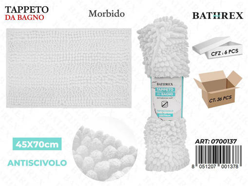 Bathrex Tappeto Da Bagno 45*70Cm Bianco