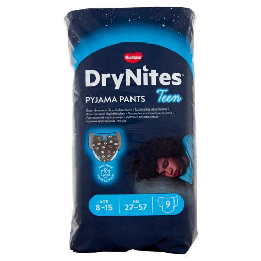 Huggies Drynites Bimbo 8-13 Anni (27-57 Kg), 9 Pannolini