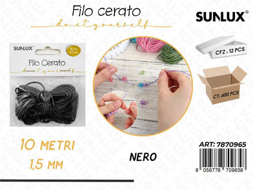 Sunlux Filo Cerato Nero 1.5Mm*10Mt /Pz Da 12**