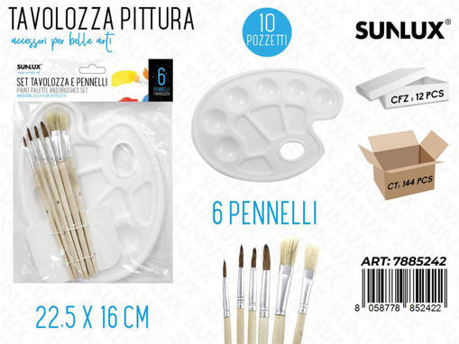 Sunlux - Set Tavolozza E Pennelli 6 Psc 22.5*16Cm /Pz Da 12** 7885242