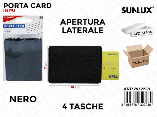 Sunlux - Porta Card 4Tasche Pu Nero Apert. Lat. 10*7Cm 7832728