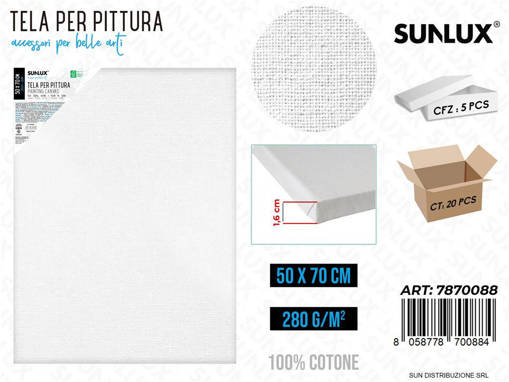 Sunlux - Tela Per Pittura 50*70Cm 16Mm 280Gr /Pz Da 5** 7870088