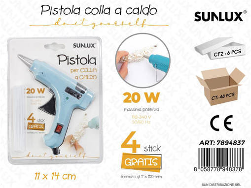 Pistola Colla A Caldo 20W C/ 4Stick Colla /Pz Da 6**