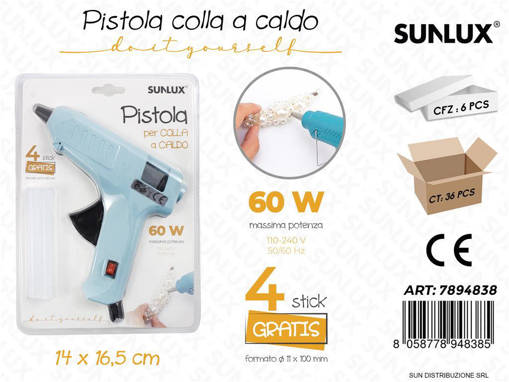 Pistola Colla A Caldo 60W C/ 4Stick Colla /Pz Da 6**