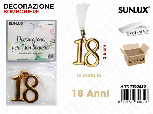 SUN DECORAZIONE 18 ANNI 