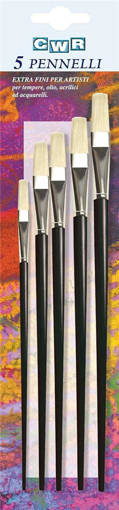 CWR - Pennelli Piatti Pura Setola Manico Corto - Blister 5 Pz. K577/BL5