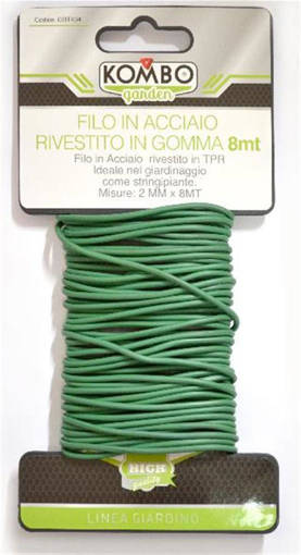Kombo Filo In Gomma Per Giardino, 2Mmx8Mt, Tpr + Acciaio