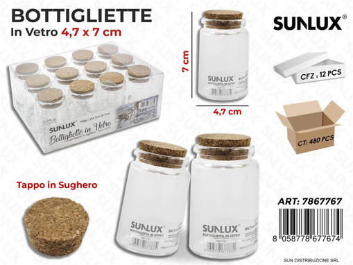 1PZ Bottiglietta In Vetro C/Tappo Sughero 4.7*7Cm /Pz Da 12**