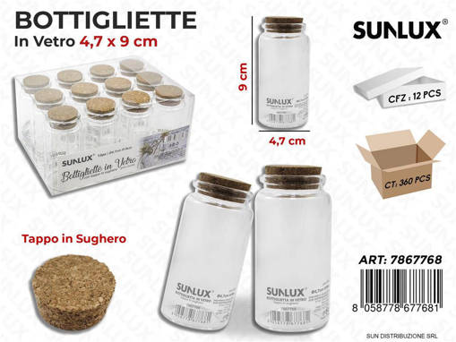 Bottigliette In Vetro C/Tappo Sughero 4.7*9Cm /Pz Da 12**