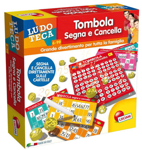 Lisciani - Giochi Di Società - Ludoteca Tombola Segna E Cancella 48 Cartelle 56996