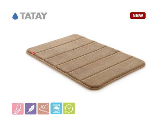 Tatay Tappeto Bagno Nuvola Beige, Microfibra, Poliestere Antiscivolo, 40x60 cm