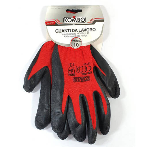 Kombo Guanti Da Lavoro In Poliestere Rivestiti In Latex Crespo  Calibro 13 Taglia 10 Alta Vestibilitó 45Gr Ce2121 En388  En420