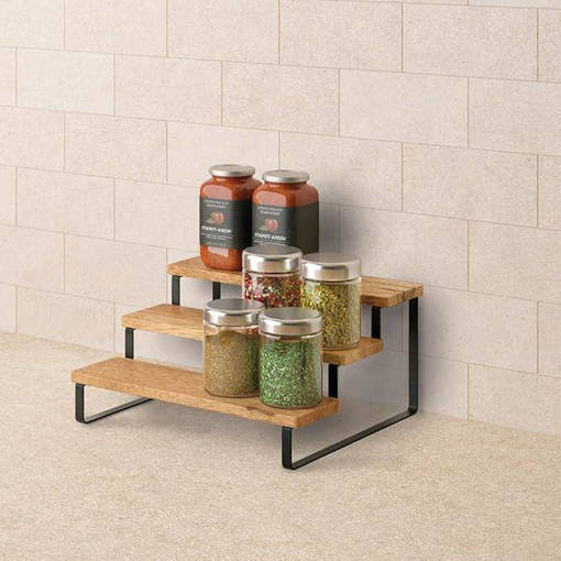 Metaltex Porta Spezie 3 Piani Cm 27X23X13 Legno Di Acacia Touchtherm Lava York Line Lava