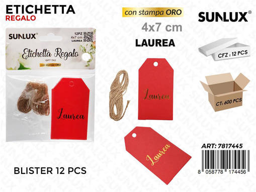 Sunlux Etichetta Laurea 12Pcs 4*7Cm