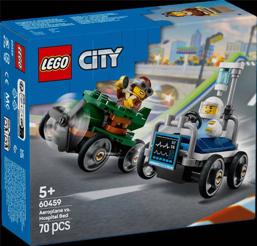 Lego City Great Vehicles 60459 Pack veicoli da corsa: aereo contro letto d’ospedale