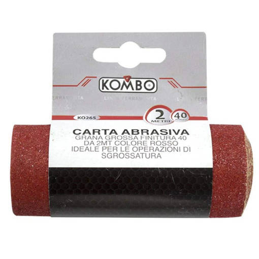 Kombo Carta Abrasiva A Grana Grossa: Finitura 40. 2Mt. Colore  Rosso