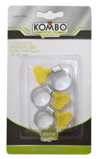Kombo Set 3 Pezzi Fascette Stringitubo In Acciaio Al Carbonio  Zincato Con Maniglia A Farfalla In Plastica Colorata, 1,  16-25 Mm