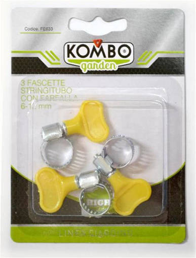 Kombo Set 3 Pezzi Fascette Stringitubo In Acciaio Al Carbonio  Zincato Con Maniglia A Farfalla In Plastica Colorata, 1/2,  6-12 Mm