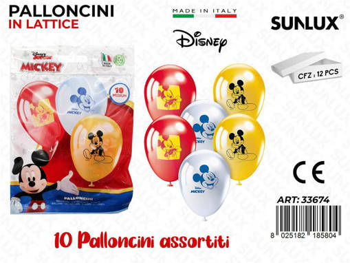 Sunlux Palloncini Lattice Mickey Colori Assortiti 10 Pz Medium