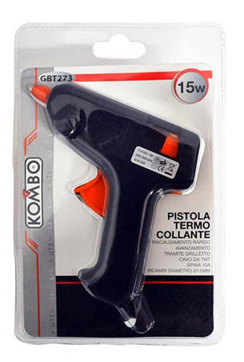 Kombo Pistola Termo Collante 15W 230V Ricambio 7Mm  Cavo Da 1 Mt Spina 10A