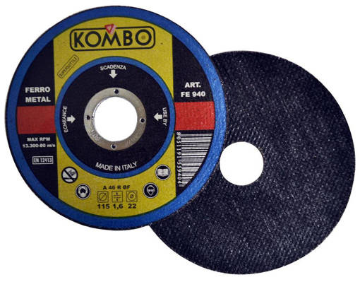 Kombo Set 2 Dischi Da Taglio Ferro Diam.115Mm Sp. 1.6Mm,  Foro Da 22,23Mm-Made In Italy