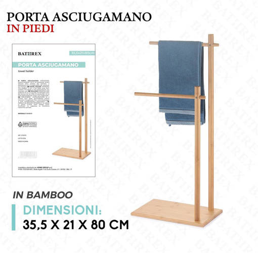 Bathrex Portaasciugamano Bambu 35.5*21*80Cm