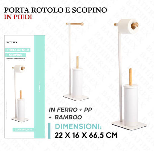 Bathrex Portarotolo E Scopino Matt White 22X16X66.5Cm