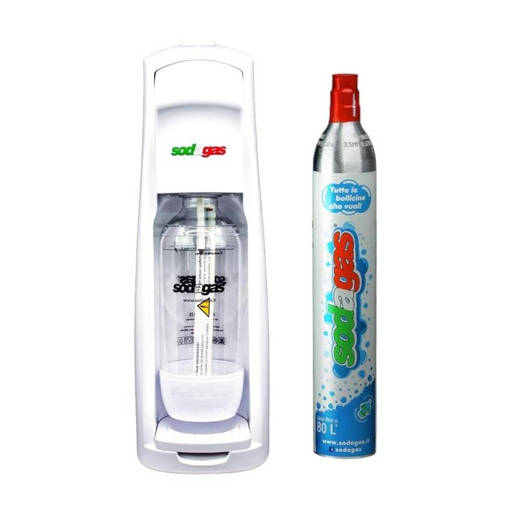 Sodagas Gasatore Domestico "Bollicino White" con Cilindro Ricarica e Bottiglia