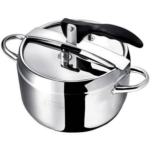 Abert Pentola pressione Easy5lt ø20cm H.23cmin acciaio inossidabile Aisi 430con 3 valvole di sicurezza + blocco aperturain scatola lito
