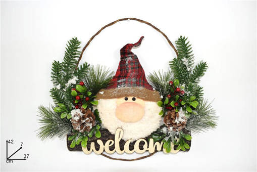 DIETROPORTA GNOMO DI NATALE DECORO INNEVATO 37CM JSF200161