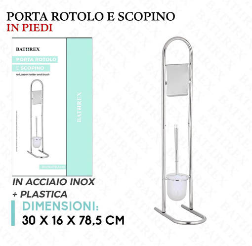 Bathrex Portarotolo E Scopino Inox 30*16*78.5Cm