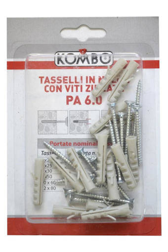 Kombo Set 14 Viti + 14 Tasselli In Nylon 5 X 25