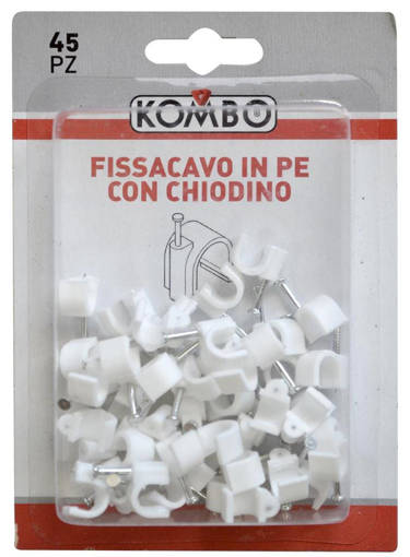 Kombo Set Da 45 Pezzi Fissacavi In Pe 6 Mm Con Chiodino