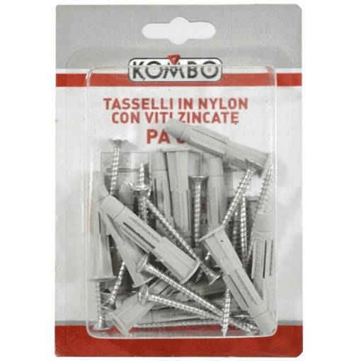 Kombo Set 14 Viti + 14 Tasselli In Nylon 6 X 36