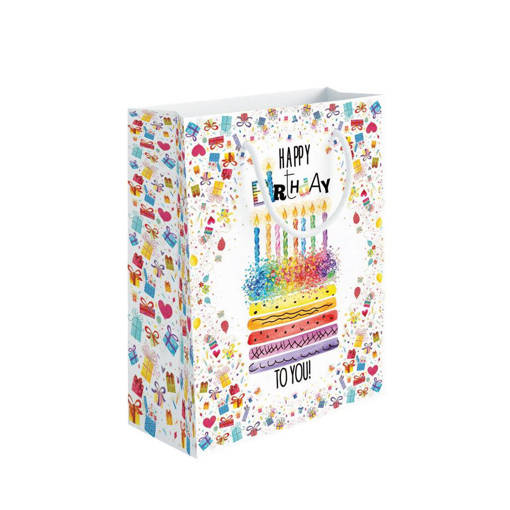 Marpimar - Shopper Compleanno Torta Metall.Oro Piccola PLE03