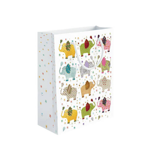 Marpimar - Shopper Elefantini Metallizzata Argento Grande PLE10