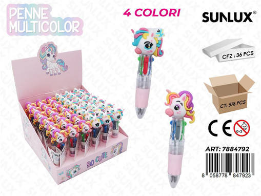Sunlux - Sunlux Penne Multicolor 4Col. Unicorno Ass. 7884792