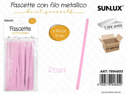 Fascette C/ Filo Metallico Rosa 100Pcs 10Cm /Pz Da 12**