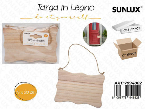 Targa In Legno C/ Cordoncino 20*14 Cm /Pz Da 12**