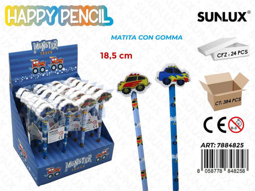 Sunlux - Sunlux Happy Pencil M.Truck C/Gomma Ass. 18.5Cm 7884825