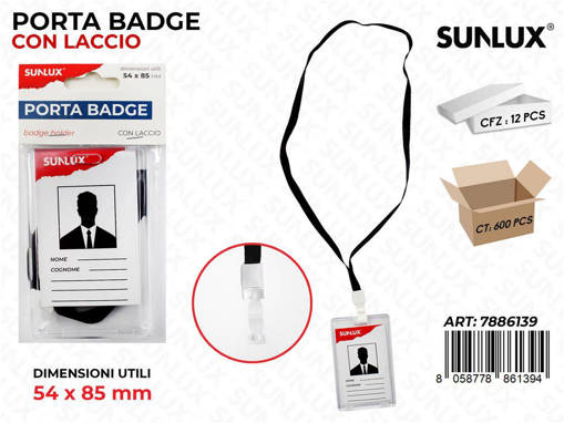 Sunlux - Porta Badge C/ Laccio Mis. Uti. 54*85Mm / Pz Da 12** 7886139