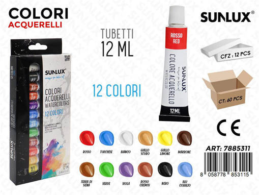 Sunlux - Colori Acquerelli Tubetto 12Col. 12Ml /Pz Da 12** 7885311