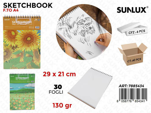 Sunlux - Sketchbook Ass. A4 29*21Cm 30F 130Gr. 7885434