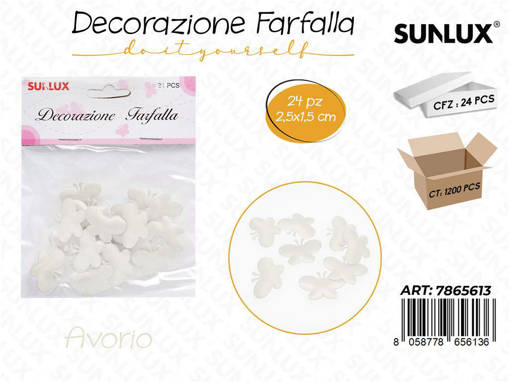 Dec. Farfalla Stoffa Avorio 24Pcs 2.5*1.5Cm /Pz Da 24-12**