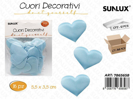 Cuori Decorativi Cel. 16Pcs 5.5*3.5Cm /Pz Da 12**