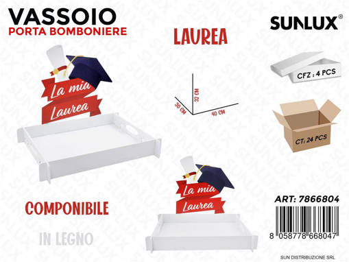 Vassoio P.Bomboniere Laurea 40*30Cm /Pz Da 4**