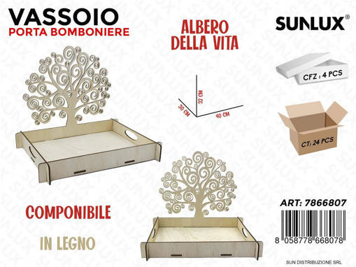Vassoio P.Bomboniere Albero Della Vita 40*30Cm /Pz Da 4**