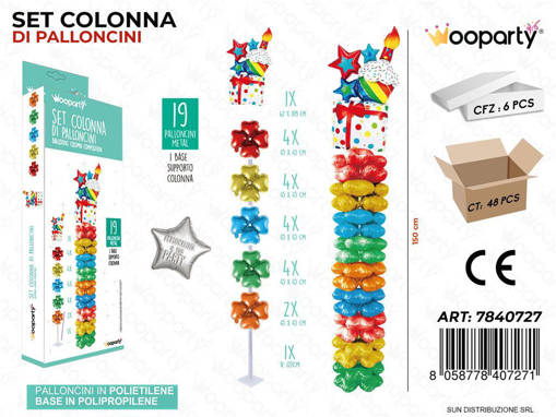 Wooparty Set Colonna Di Palloncini H. Birthday 19Pcs Ass. /Pz Da 6**