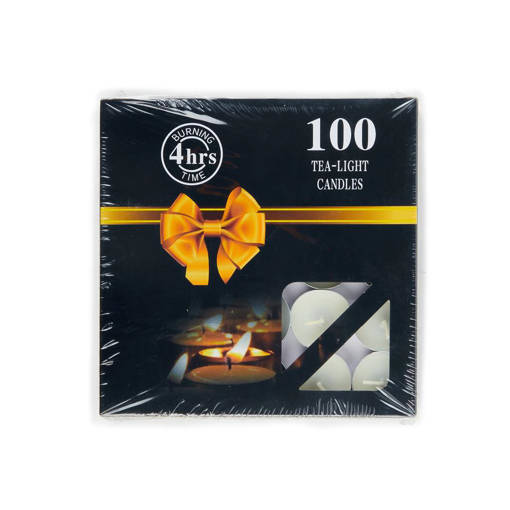 Mercury  100 Candele Tealight Bianche In Cera E Alluminio 5Gr.X100Pz 18X18Xh.4.3 Cm  In Scatola Regalo